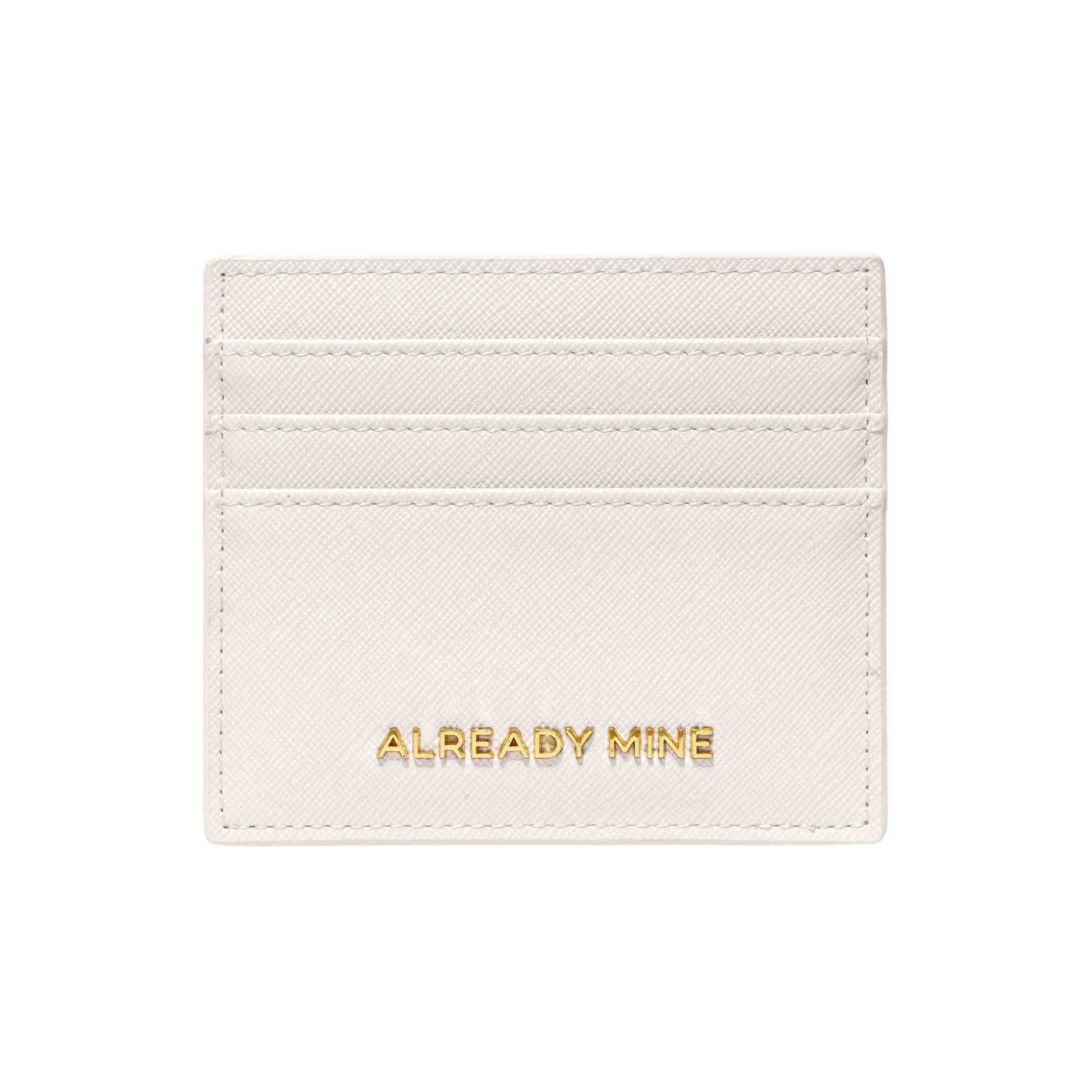 Front view of the Manifesting Card Holder in ecru color, featuring a sleek and elegant design for daily manifestation and card organization.